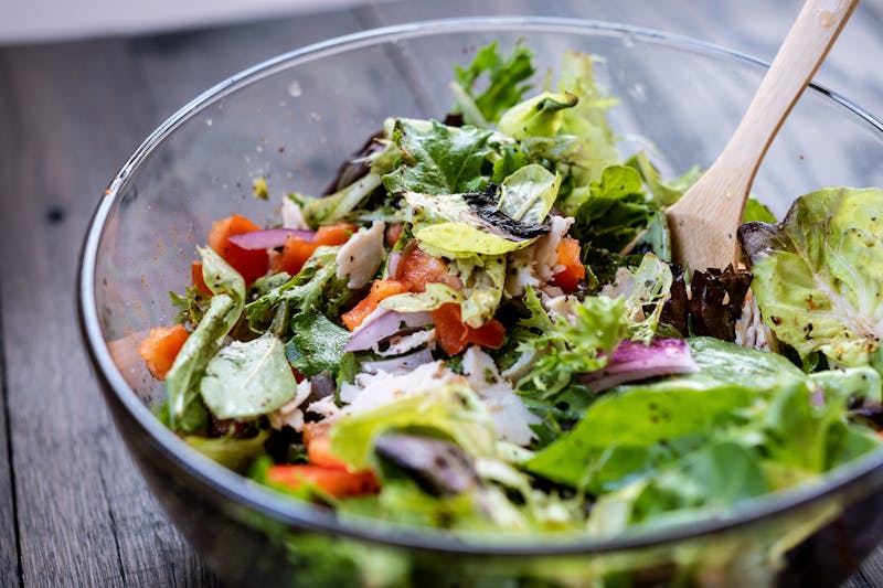 Fresh house garden salad with mixed greens and vegetables
