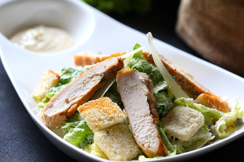 Classic Caesar salad with romaine, croutons and parmesan