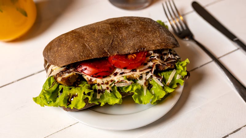 Chicken parmesan sub sandwich with marinara and mozzarella